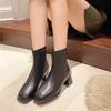 Fashion 2024 Autumn New Women's Back Zipper Square Toe Ankle Boots Fashion Women's High Heel Solid Color Fashion Boots