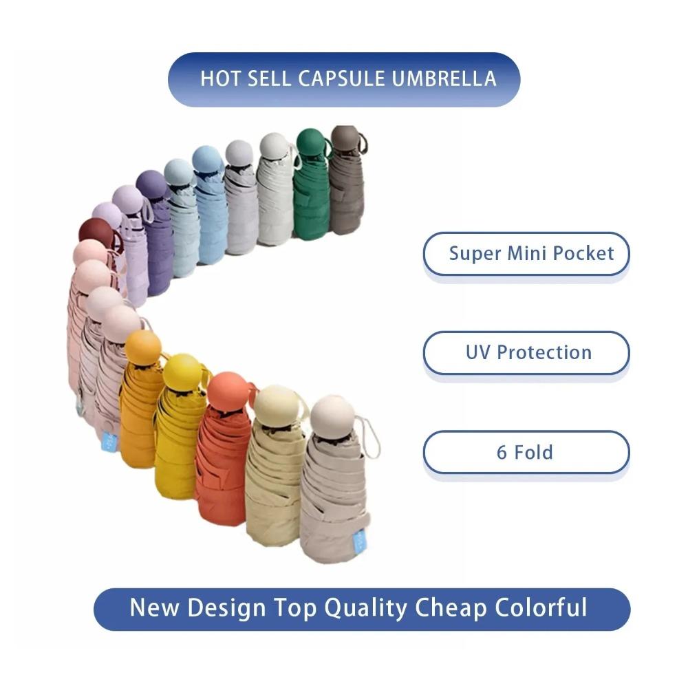 1PC Travel Umbrella With 6 Rib Reinforced Compact Lightweight Strong Waterproof Folding Umbrellas