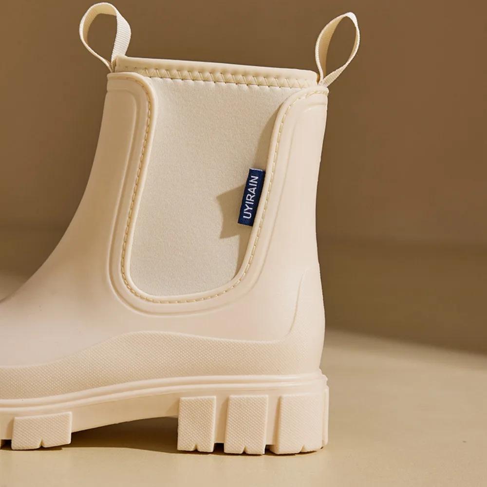 Зимние женские ботинки Хлопковые утепленные женские дождевые ботинки Подошва Дождевые ботинки Женские Износостойкие Водонепроницаемые Нескользящие Резиновые ботинки