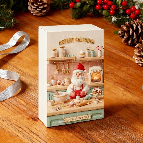 Christmas Baking Advent Calendar 24-Day Countdown Box Multifunctional Decoration Unique Holiday Gift for Children