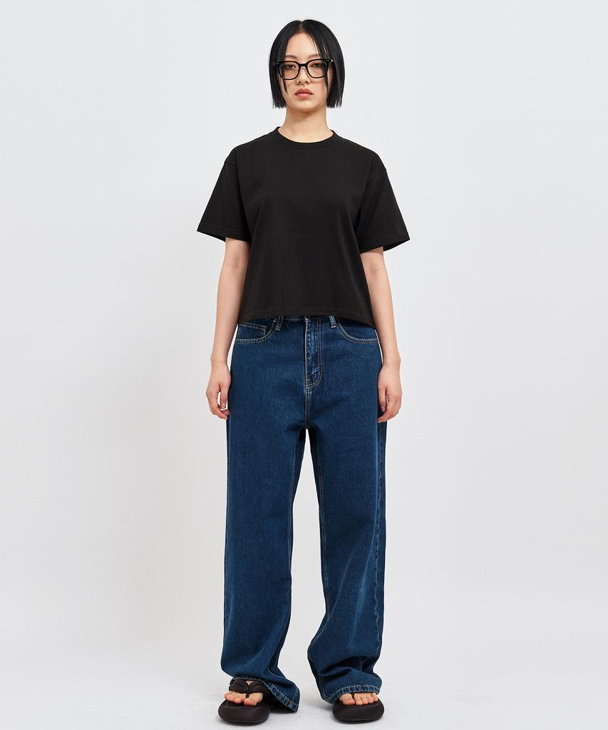 C WEAR BY THE GENIUS Oversized Crop T-Shirt Black