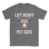 Lift Heavy Pet Cats Cotton TShirt For Unisex Beach  Y2K Retro T Shirts Crew Neck Hipster Tees Oversized Casual Clothes