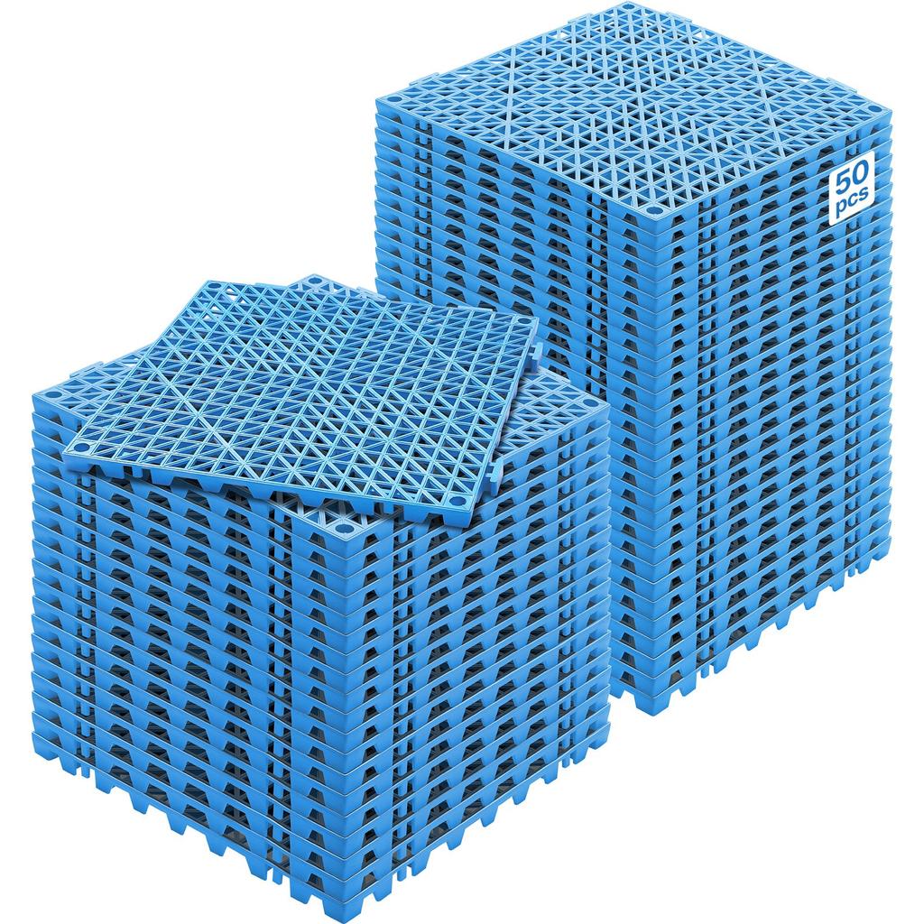 VEVOR Modular Interlocking Cushion, 50 Pack 30 x 30 cm Splicing Drainage Mats, Soft PVC Interlocking Drainage Floor Tiles