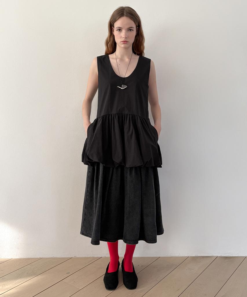 Sinun Balloon Mini Dress (Black)