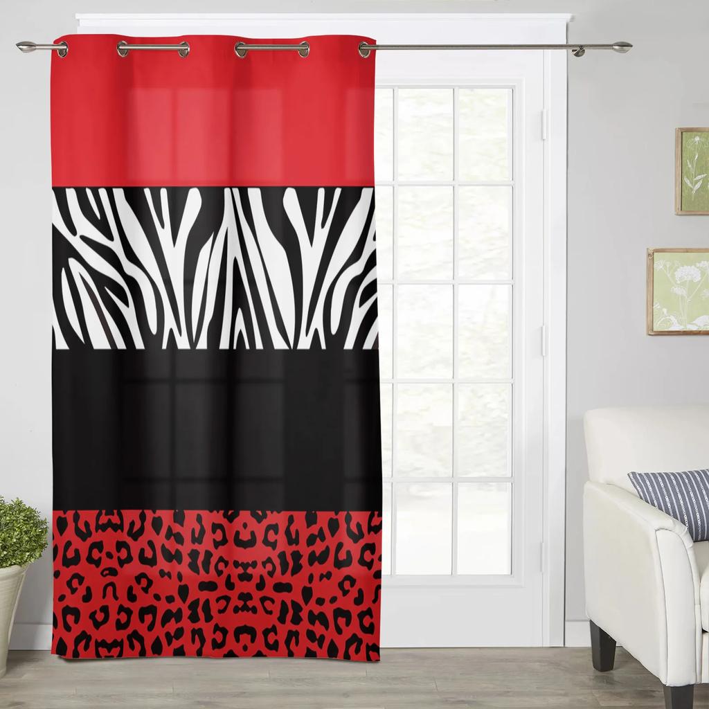 2 шт. Красная зебра с леопардовым принтом, оконные шторы, домашний декор, оформление окон в спальне, шторы с ламбрекеном для гостиной, люверсы сверху