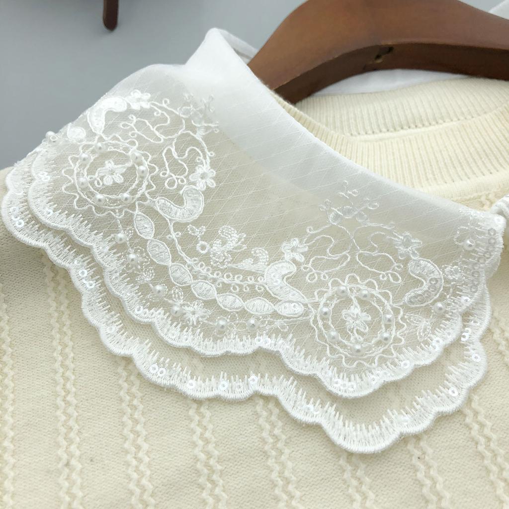 Lace Floral Fake Collar for Women Shirt Detachable Collar Shoulder Wraps Female False Collar Neckwear Clothing Accessories