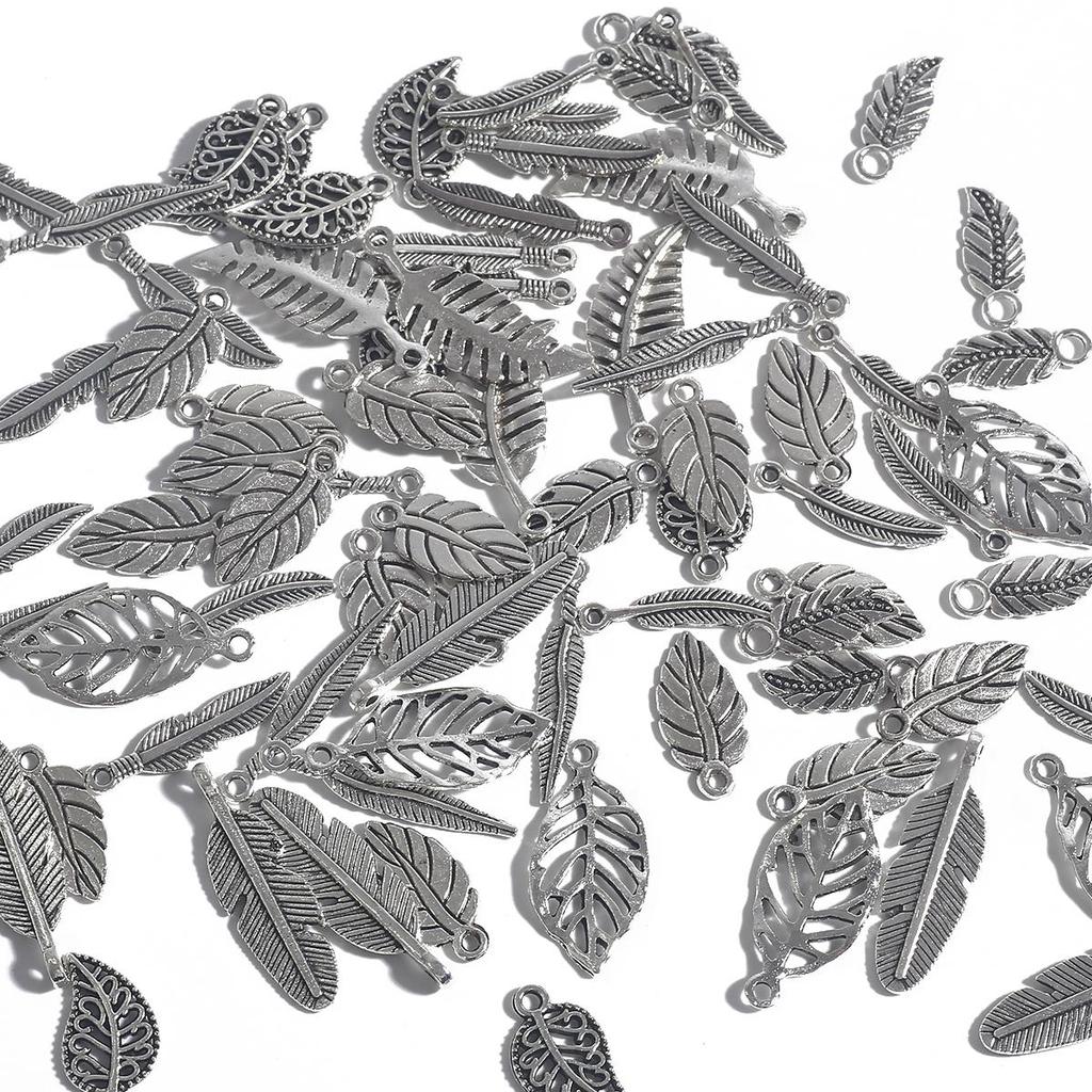 10-50pcs 10 Styles Metal Zinc Alloy Leaves Charms Fit Jewelry Pendant Charms Makings