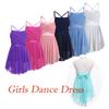 Kids Girls Spaghetti Ballet Dance Dress Gymnastics Leotard Dress Lyrical Ballerina Costume