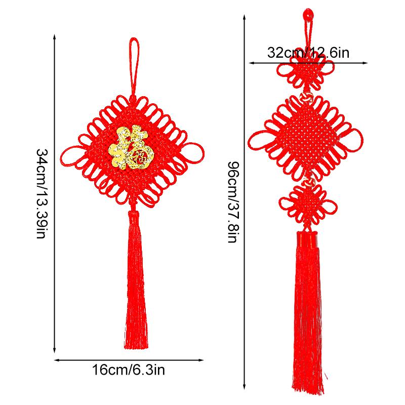 1pc Chinese Knot 2025 Spring Festival Ornaments Handmade Tassels Ornaments Home Decor with Fu Character Hanging Pendant