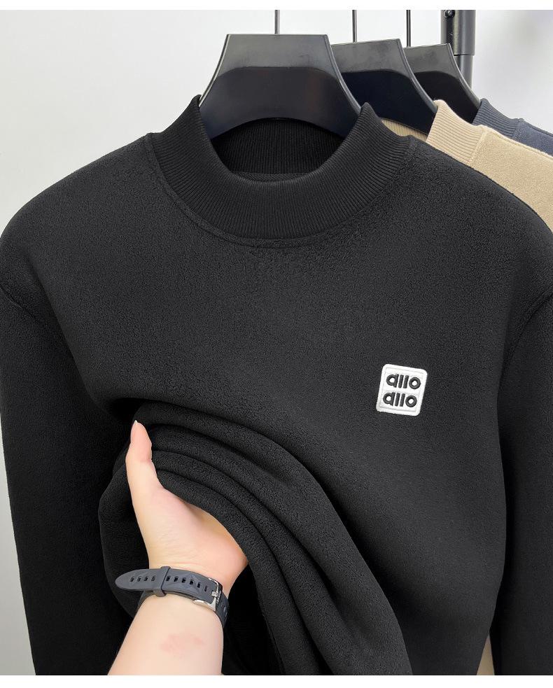 Мужская толстовка из альпаки с бархатной подкладкой, с подкладкой из флиса, универсальная базовая футболка с круглым вырезом