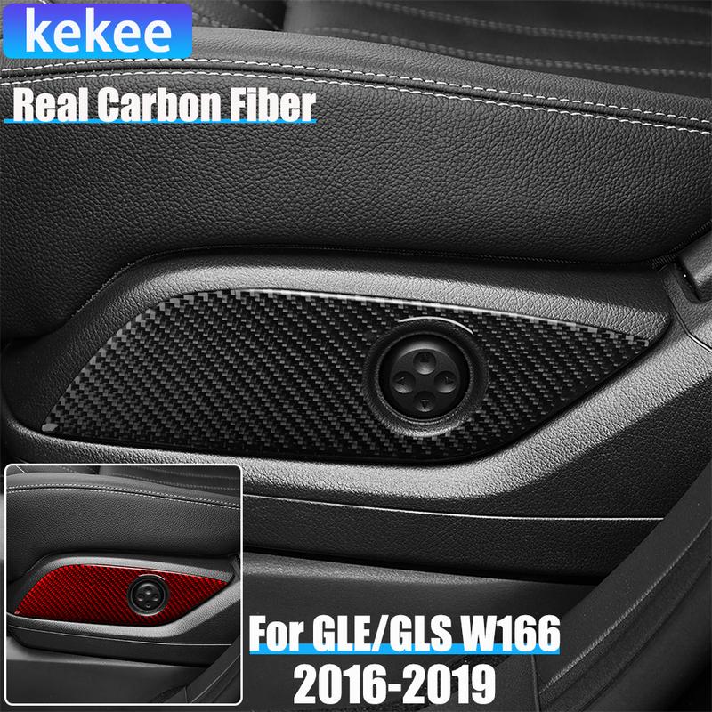 Real Carbon Fiber Car Accessories Seat Adjustment Trim Cover Soft Sticker For Mercedes-Benz W166 GLE/GLS 2016 2017 2018