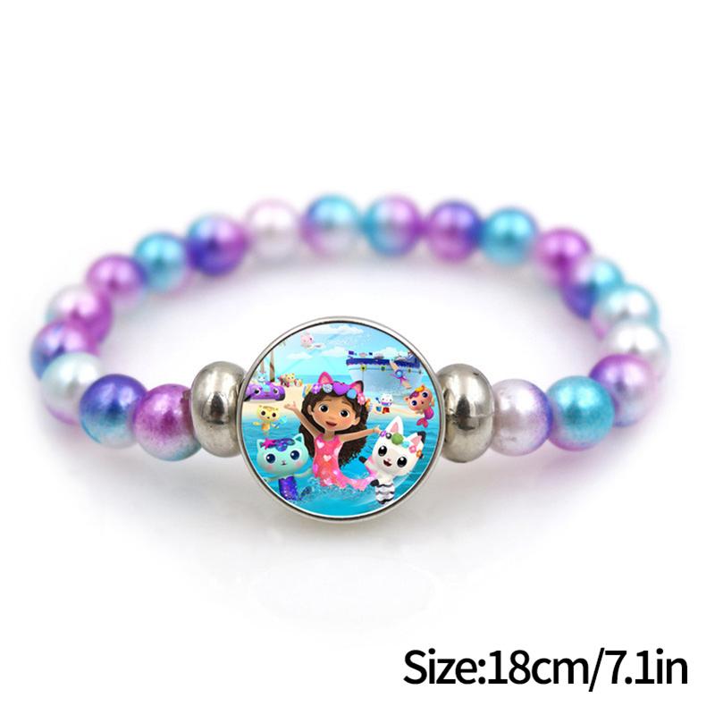 1/2Pcs Cute Gabby Dollhouse Beaded Bracelet Heart Shape Necklace Anime Figure Bracelets Choker Birthday Fans Gift Party Favor