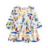 Spring and Autumn Girls' Korean Edition Dress with Floral Long Sleeve Dress for Baby Girls, Cotton Printed Children's Dress for Girls