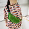 Shoulder Bag Green Soybean Shape Plush Handbag Zipper Closure Chest Bag Adjustable Strap Sling Bag for Hiking Outdoor Activities