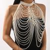 Fashion Body Chain Handmade Woven Shawl Pearl Tassel Wave Dress Wedding Costume Accessories