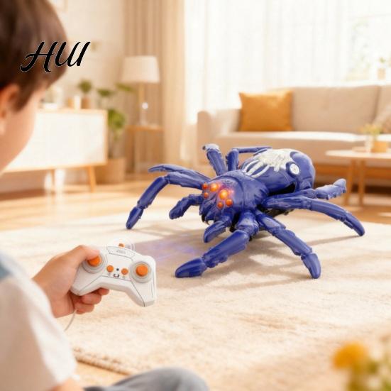 Светящиеся светодиодные игрушки-пауки, игрушка-паук на радиоуправлении, лазающая по стенам, перезаряжаемый паук-ползун, пульт дистанционного управления, реалистичные искусственные насекомые, вращающиеся на 360 градусов с
