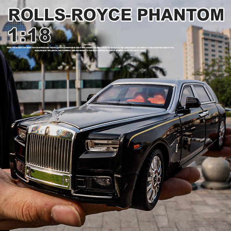 1:18 металлических моделей автомобилей Rolls Royce Phantom, Звездная крыша, Сплав, Литье под давлением, Миниатюрный транспорт, Игрушечная машина со звуком и светом, Подарки на день рождения для детей