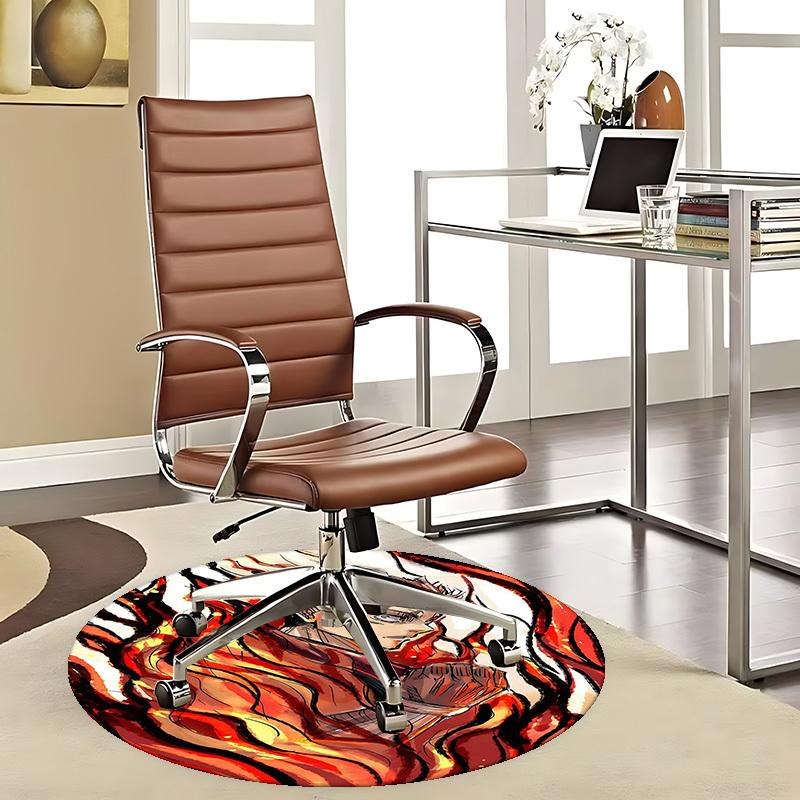 1pc Anime Demon Slayer Tanjiro Round Carpet - Office Chair Mat, Non-Slip Rug for Home Decor, Suitable for All Seasons, Game Room Flooring.H021