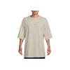 Solid Color Loose Fit Drop Shoulder Round Neck Short Sleeve T-Shirt Men Tops Light-Bone HF9607-072