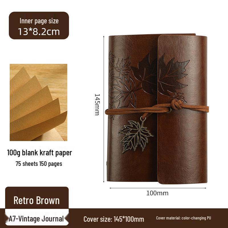 Ретро блокнот на кольцах «Кленовый лист» с настраиваемым логотипом и обложкой с эффектом «кожи»