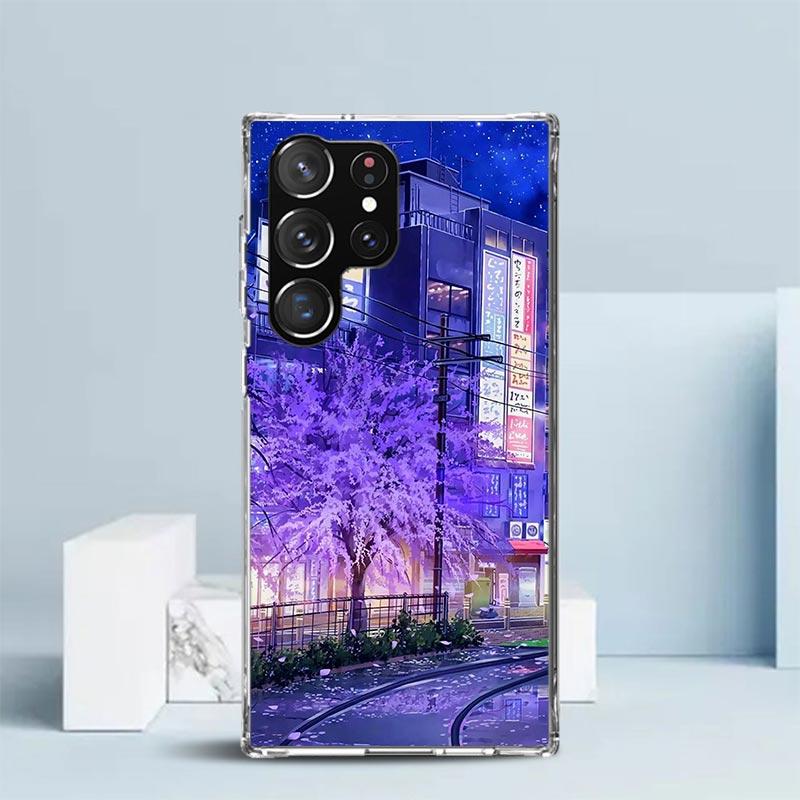 Эстетичный Аниме Пейзаж Чехол для Телефона Для Samsung Galaxy S24 S25 Edge S26 Ultra S22 S23 Plus S21 + S20 FE Мягкий ТПУ Задняя Крышка Galax