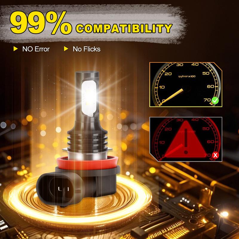 2pcs H8 H9 H1 H3 Led H11 9005 HB3 9006 HB4 Car CSP LED Fog Headlight Bulbs 6000K White Auto Fog Lamp Day Running Light