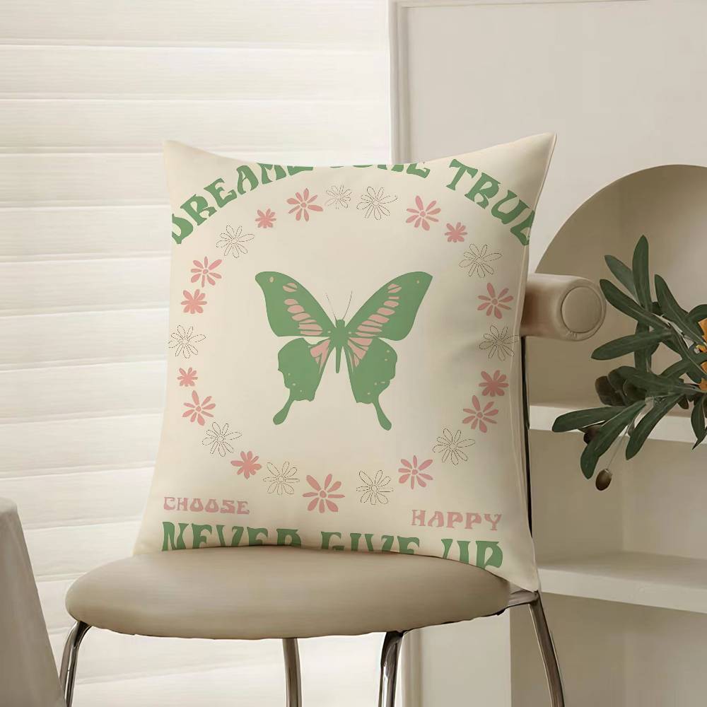Cute Minimalist Pattern Print Flower Pillow Case Comfort Sofa Bed Silky elegant Invisible zipper Decorative cushion cover