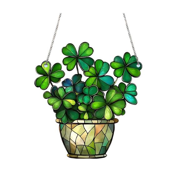 1/2/3 шт. Четырехлистный клевер, витражное стекло, декор, искусственная зелень, подарок для женщин, клевер ручной работы, цветное стеклянное растительное украшение