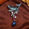 Creative Elegant Women Baroque Glaze Whale Crystal Pins Badges Vintage Style Sea Animal Pendant Brooches Lapel Pin For Lady Gift