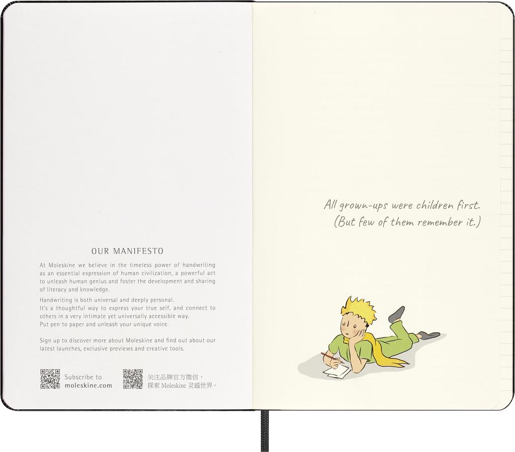 Moleskine Маленький принц Горизонтальный Большой Размер x Блокнот в Подарочной Коробке, Твердый Переплет, В Линию, (13см 21см), черный, (LEPP04QP060BOX)