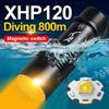 9000LM XHP120 Professional Waterproof Diving Flashlight 800m Underwater Scuba Diving Torch IPX8 Dive Light Using 26650 Battery