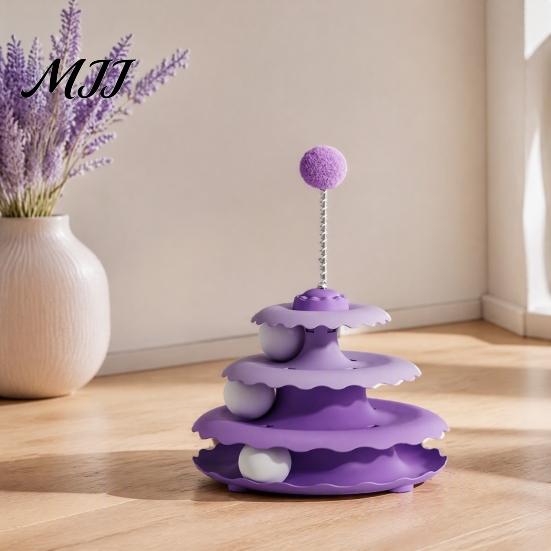 Игровой центр для котят, Игрушка-каталка для кошек, Игрушки-вертушки 3-уровневые с 3 шариками, Противоскользящая многоуровневая игрушка-лабиринт с шариками, Разборная игрушка,