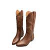 Retro Rivet Mid Calf Cowboy Boots for Women  Autumn  Chunky Heels Western Boots Woman Slip On Pointed Toe Cowgirl Boras