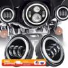 2 шт. 4,5-дюймовые светодиодные противотуманные фары для мотоциклов DRL светодиодные противотуманные фары Angel Eyes 30 Вт круглые водонепроницаемые 4 1/2 вспомогательные фары ближнего света для мотоциклов