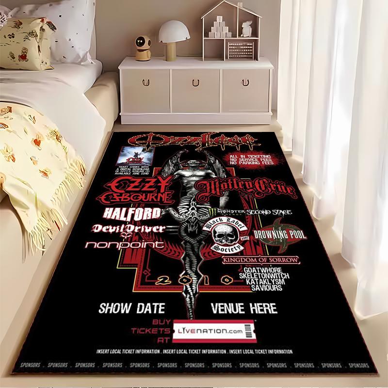 Ozzfest 2010 Concert Poster Rug Non-slip rug suitable for living room and bedroom sofas.
