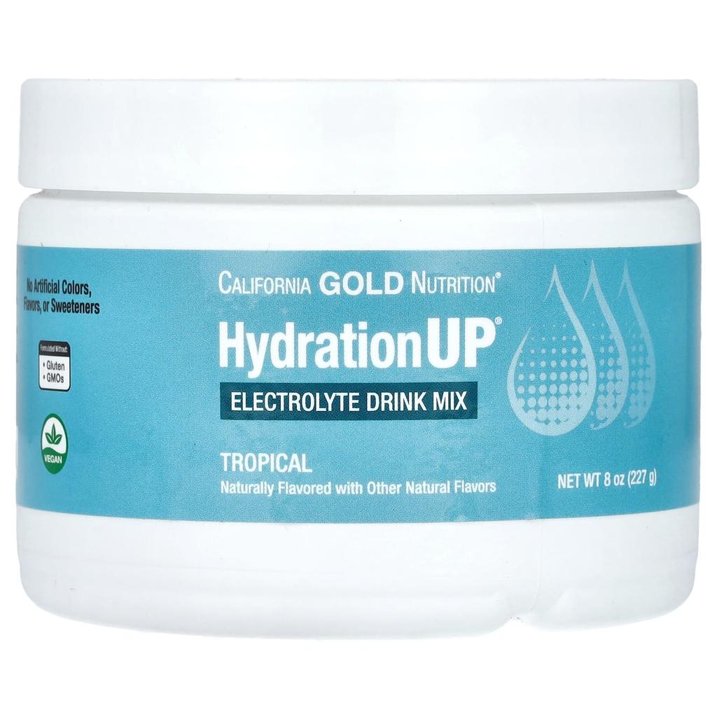 California Gold Nutrition, Beverage, HydrationUP, Electrolytes, Tropical Flavor, 8 oz (227 g)