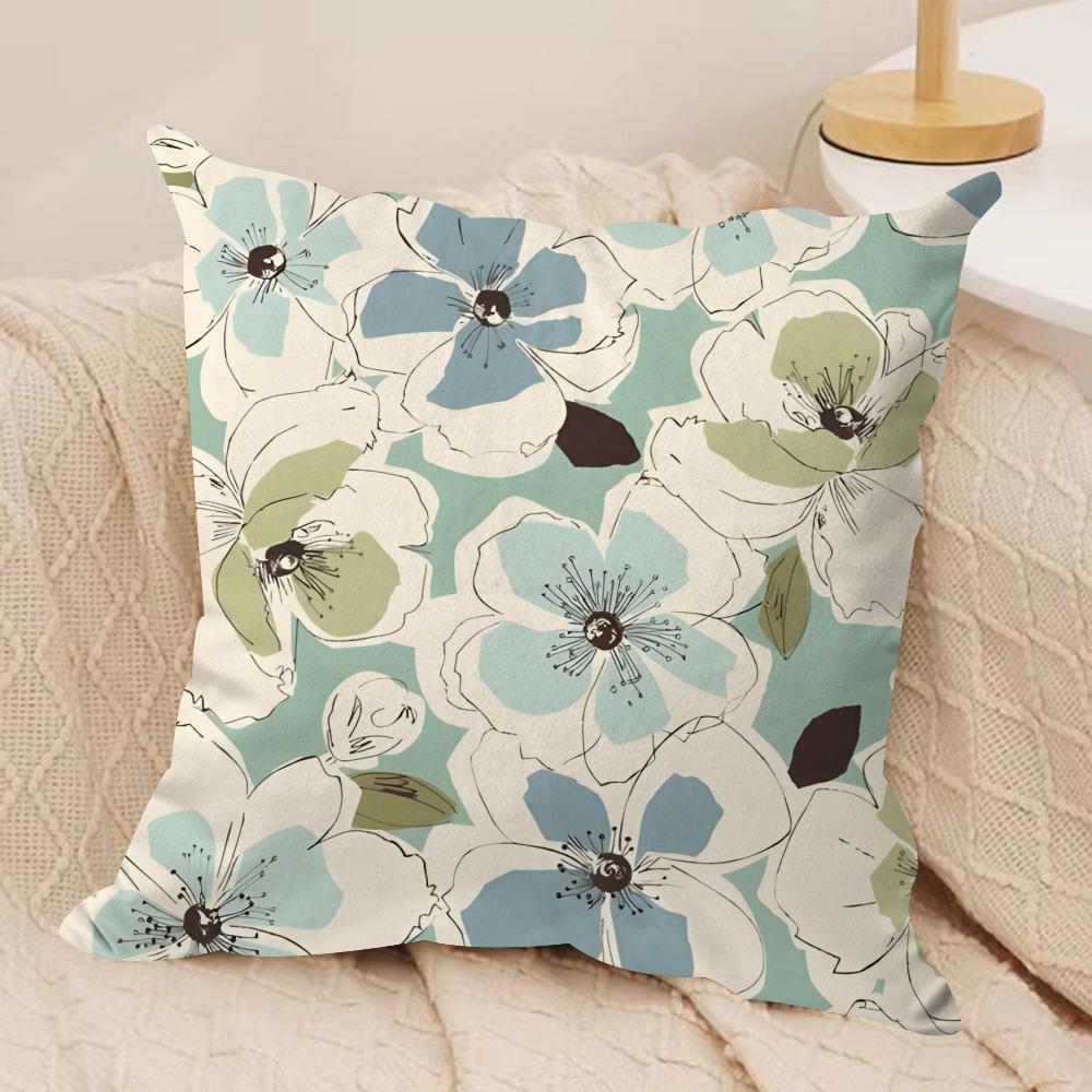Simple And Elegant Flowers Cushion Cover Pillowcase Ultra Soft Skin Friendly Fabric Cloud Like Comfort  Concealed Zipper