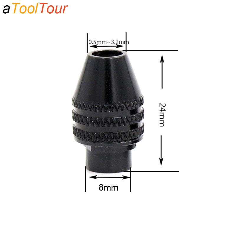 Mini Multi Keyless Drill Chuck Adapter Collet ScrewDriver 0.5-3.2mm Quick Change Cartridge on Screw DriverThree-Jaw for Dremel