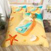 Beach Starfish Duvet Cover Twin Cute Ocean Creatures Bedding Set Tropical Beach Sea Shells Print Comforter Cover with Pillowcase