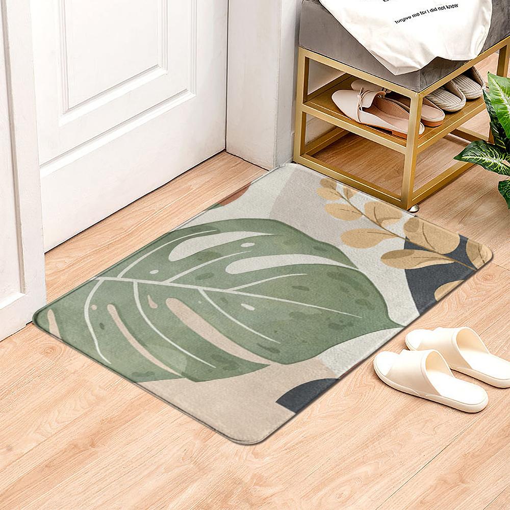 Green Plant Rainforest Leaf Carpet Living Room Carpet Hallway Balcony Doormat Kitchen Bathroom Non-slip Floor Mat Bedroom Rug