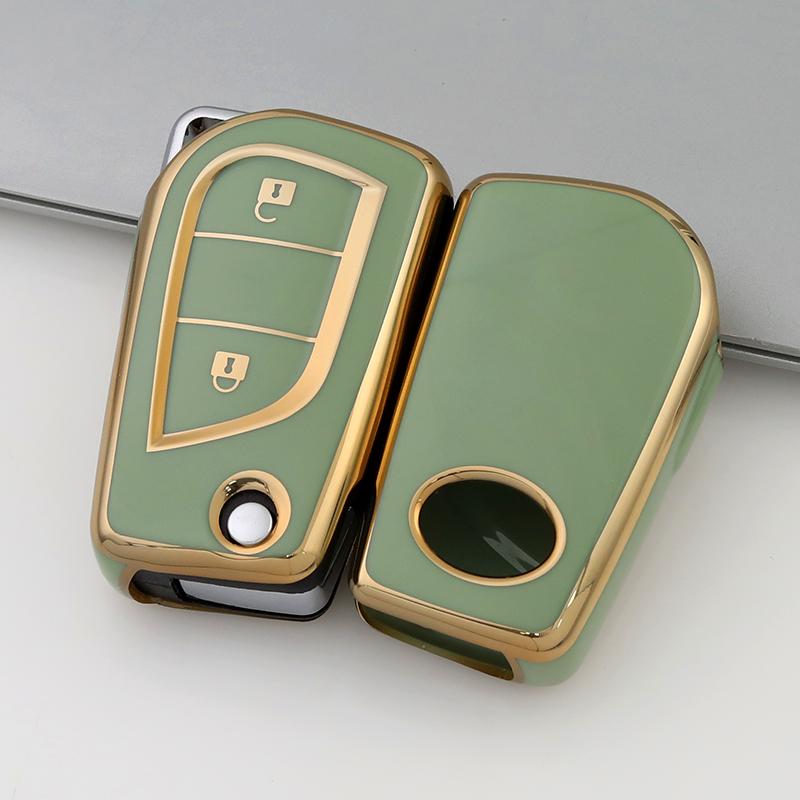 Чехол для автомобильного ключа из ТПУ, защитный чехол для брелока Toyota Aygo Yaris Highlander Camry RAV4, держатель для ключа с 2 кнопками