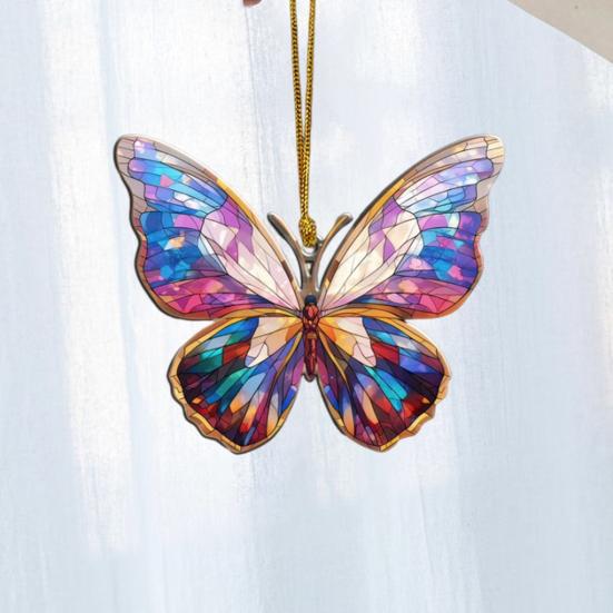 Акриловая красочная бабочка подвесное украшение двухстороннее внутреннее наружное рождественская елка настенное окно