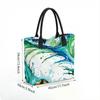  Watercolor Wave Tote Bag Casual Large Capacity Shoulder Handbag for Daily Use