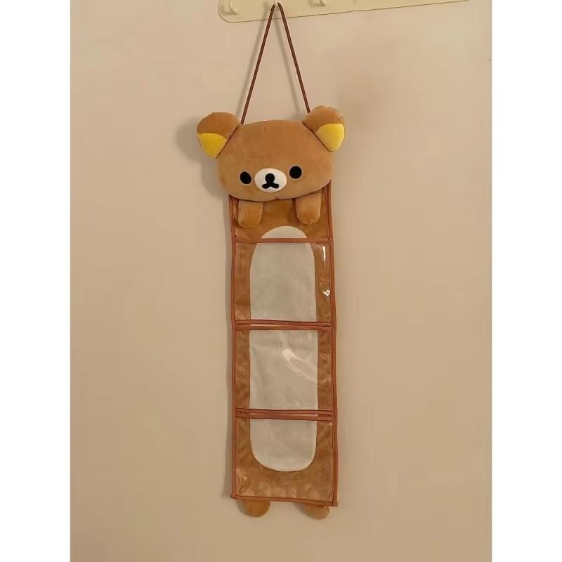 Кавайный мешок-органайзер Rilakkuma для подвешивания на стену Мультяшный мешок Rilakkuma-медвежонок для подвешивания на дверь Большая вместимость Мешок для хранения мелочей Подарки