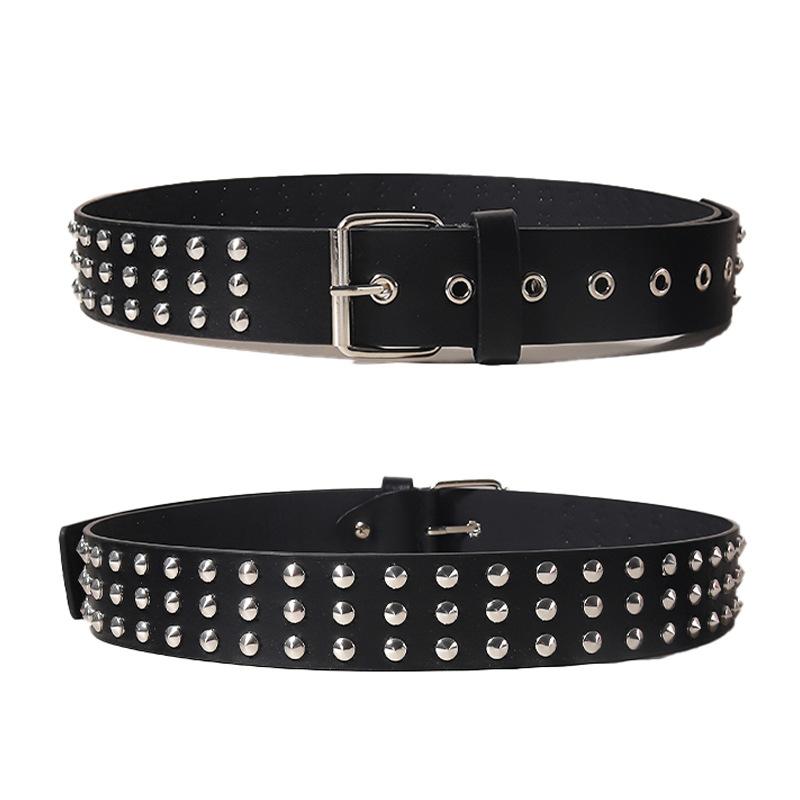 Ремень с заклепками Black Spice Girl Punk Unisex Personality Male Female Pentagram Bullet Rivet Buckle Jeans Belt