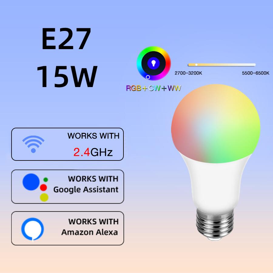 AC 85-265V E27 12W 15W 18W Smart Alexa Lamp CozyLife APP WiFi Light Bulb Dimmable Voice Control with Yandex Alice Google Home