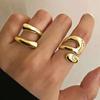 Women Ring Open Adjustable Irregular Hollow Out Electroplated Stainless Solid Color Polished Metal Birthday Gift Commute Knuckle Ring Finger Jewelry