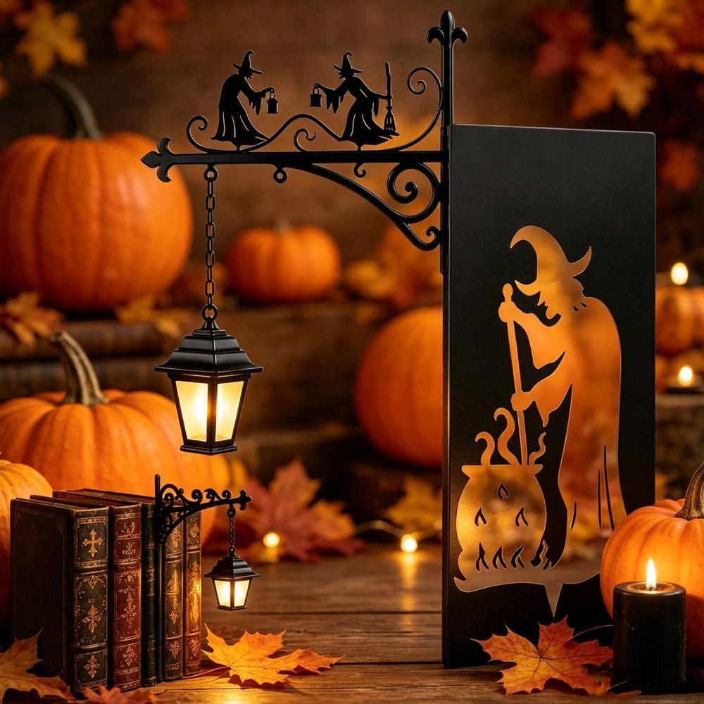Gothic Iron Witch Bookshelf Lamp Black Metal Mini Shelf Lamp Gift for Book Lovers