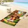Cartoon Masha&Bear Print Beach Towel, Large Soft Quick Dry Towel for Beach Camping Swimming