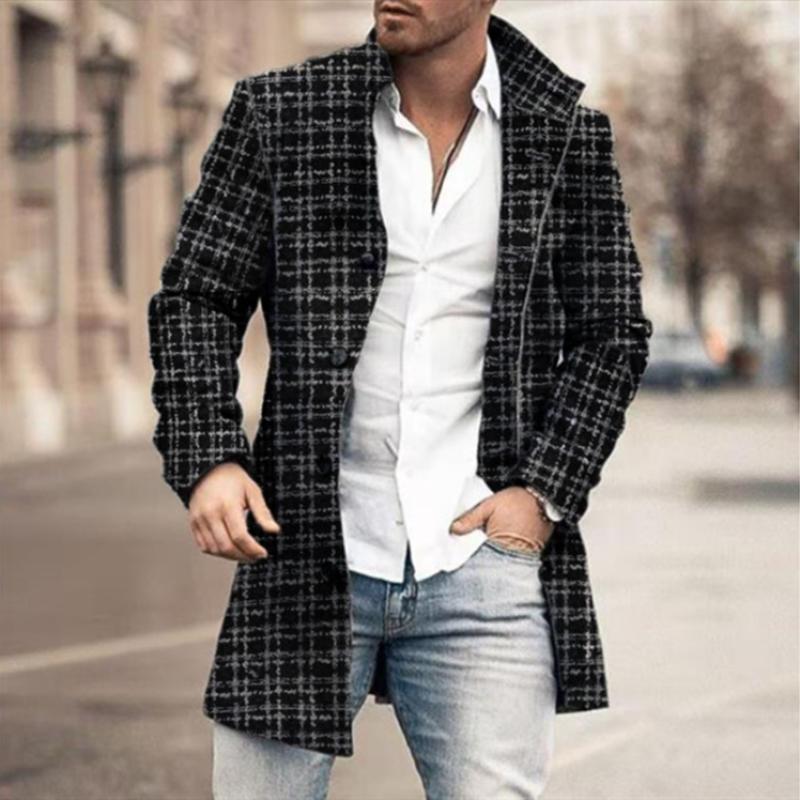 New Foreign Trade European Windbreaker Wool Printed Men's Coat